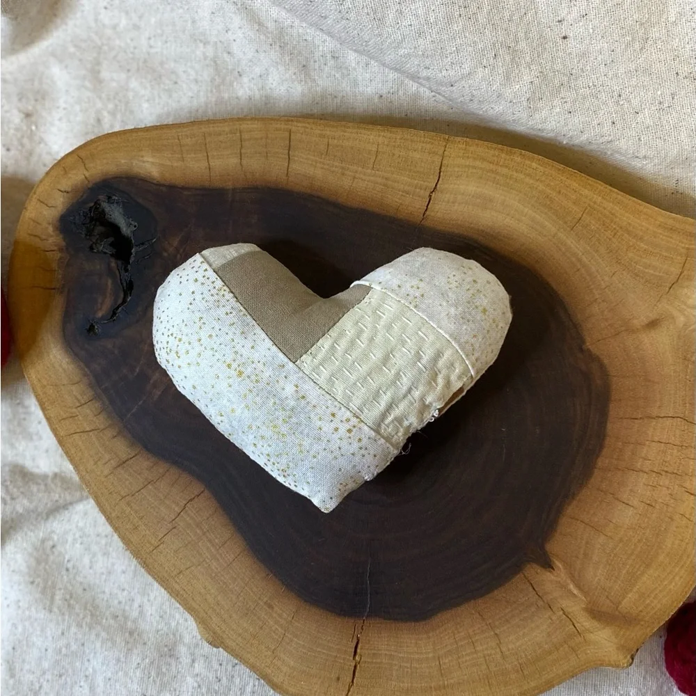 Valentine hearts  curated set bowl filler handmade hearts from fabric and yarn